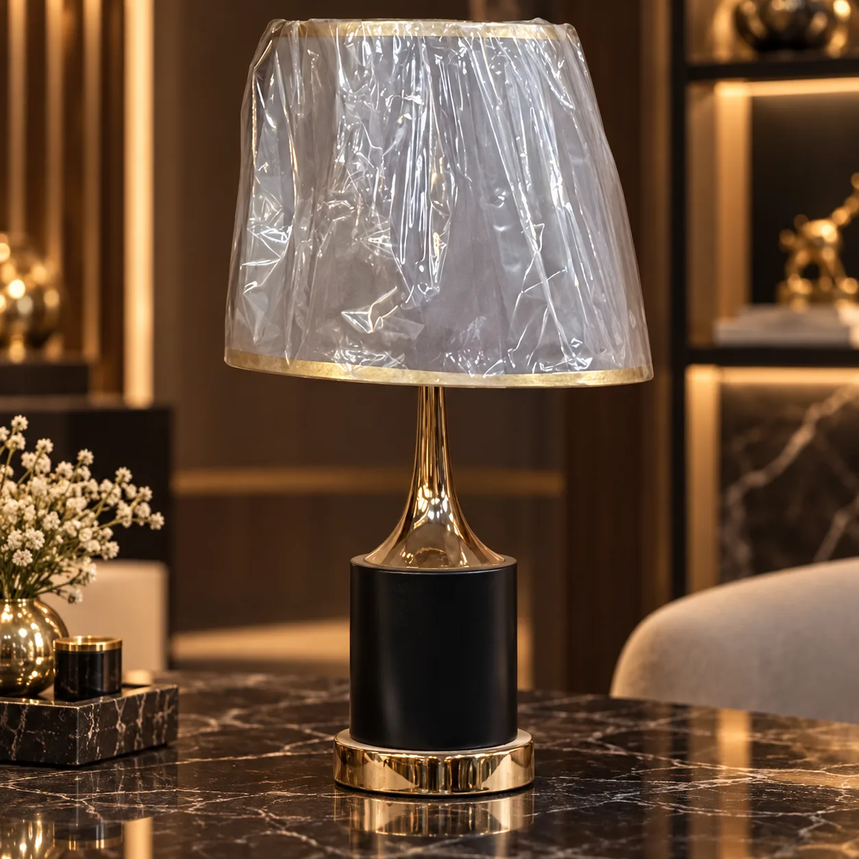 Luxury Gold Table Lamp with Crystal Detail
