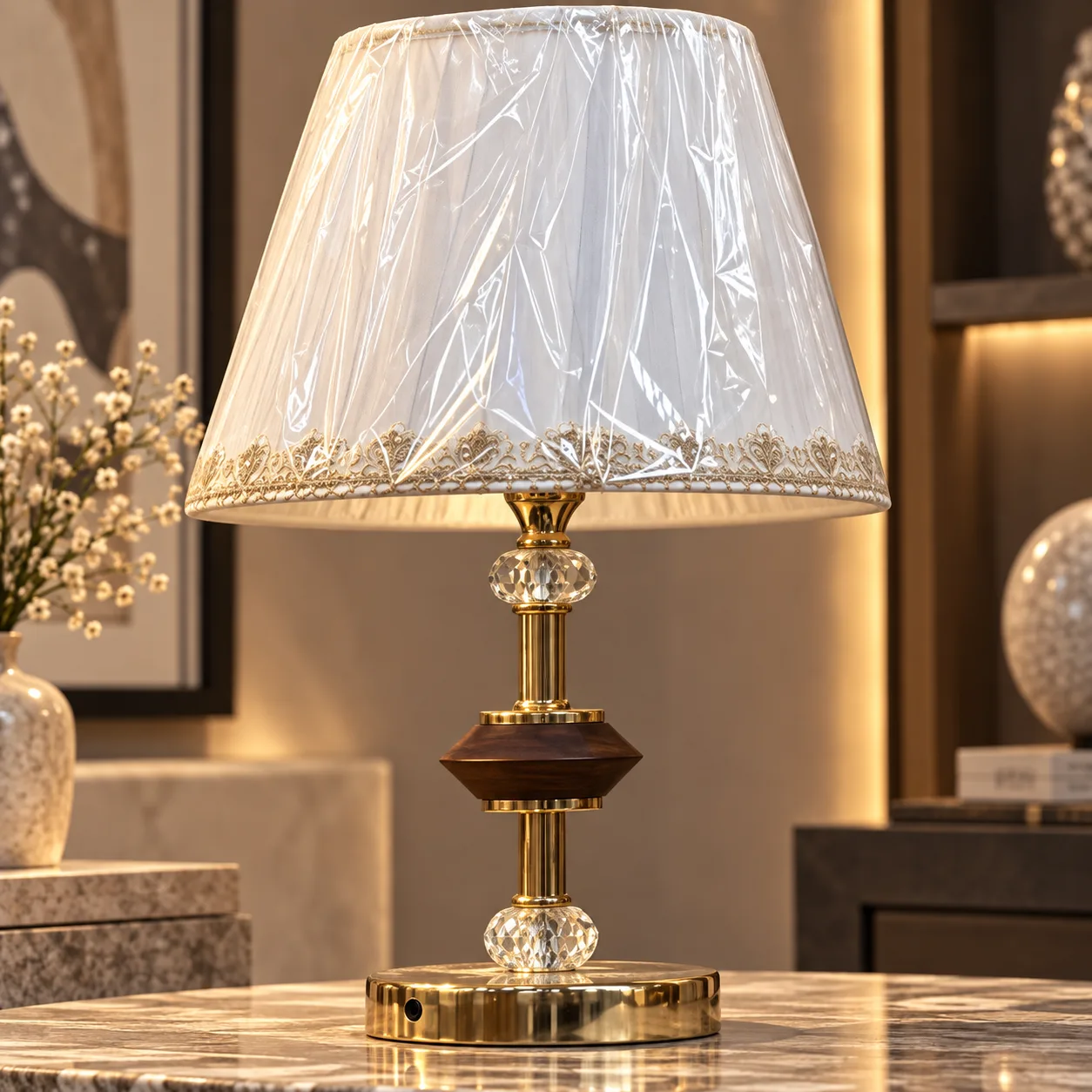 Luxury Gold Table Lamp with Crystal Detail