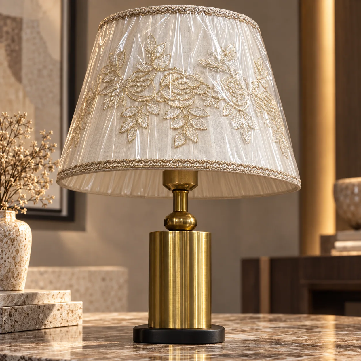 Luxury Gold Table Lamp with Crystal Detail