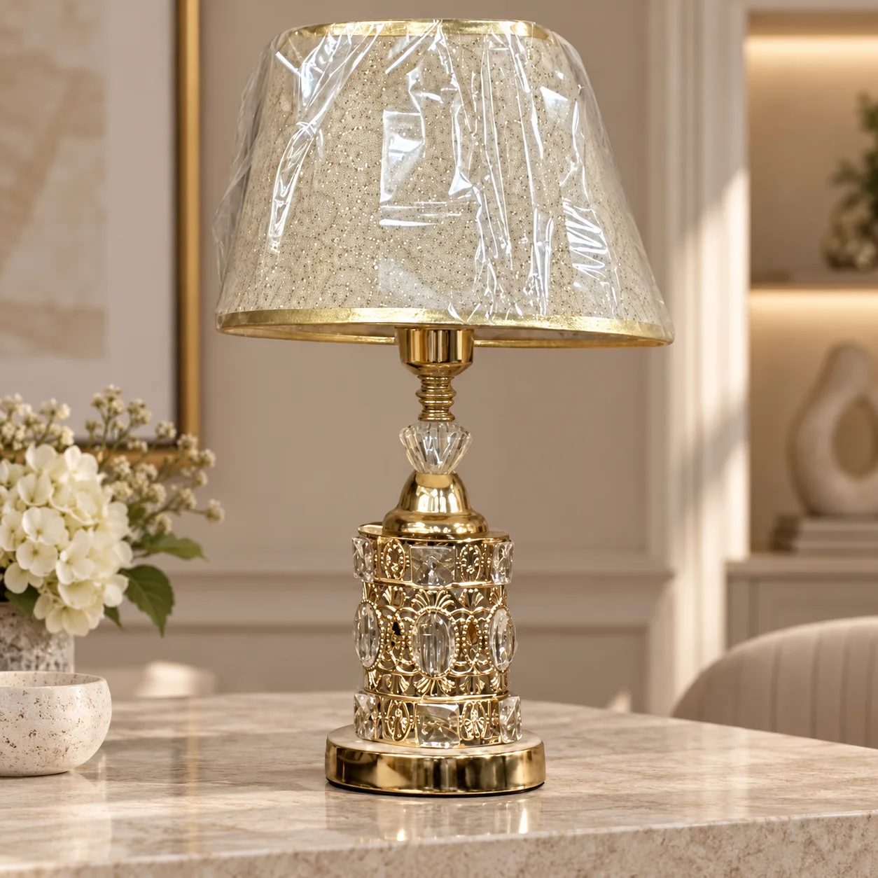 Luxury Gold Table Lamp with Crystal Detail